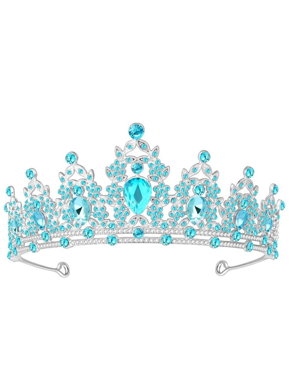 C#-Blue Queen Tiara Crown For Women Bridal Prom Birthday Party Headpiece